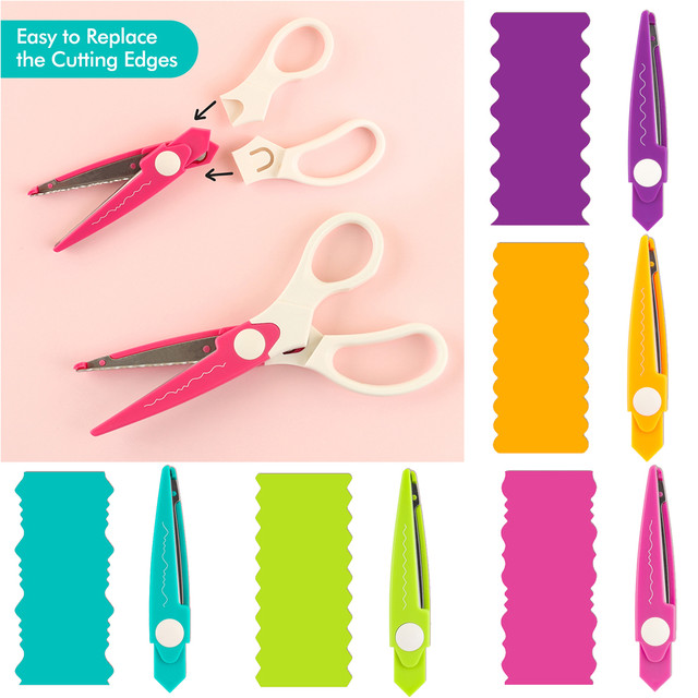 6pcs/Set Replaceable Pattern Scissors Set Zig Zag Edges with